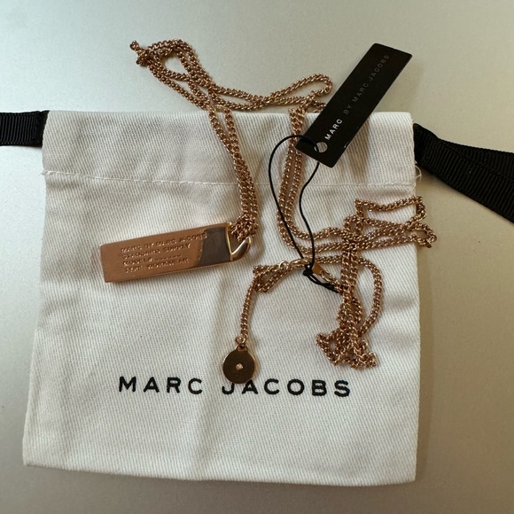 Marc by Marc Jacobs NWT Rose Gold Pendant Bar Tag Chain Long Necklace - Picture 13 of 13